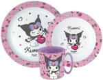 Hello Kitty Kuromi étkészlet, micro műanyag szett bögrével 390 ml