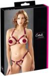 Cottelli Collection - fém gyűrűs, nyitott melltartó szett (piros)