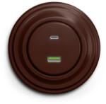 Kliklap - Priză retro USB-A și USB-C cu ramă, maro (KA0034K)