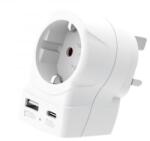 SKROSS Europe - UK Utazóadapter USB-C + USB-A (20W PD, gyorstöltés, Fehér) (1.500283-E) (1.500283-E)