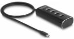 Delock 4 portos USB 10 Gbps hub USB Type-C csatlakozóval 60 cm hosszú kábellel és az egyes portokhoz tartozó kapcsolóval (64233)