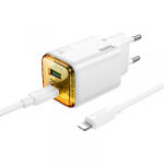 hoco. Incarcator Retea Cu Cablu USB-C HOCO N52, 20W, 3A, 1 x USB-A - 1 x USB-C, Alb