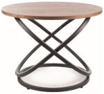 Signal Eos D Kerek Diófa Dohányzóasztal Fekete Fém Vázzal