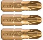 Fortum pozidriv keresztfúró, 3 darabos készlet, PZ 3 x 25 mm, titán bevonattal, S2 4741373 (4741373)