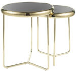 Signal Scarlet II Luxus Kerek Edzett Üveg Dohányzóasztal Szett Fekete-Arany