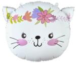 GoDan Balon din folie Kitty cu coroană de flori - 44 x 35 cm