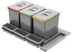 Ideal Feroluc Cos Gunoi Selecto/Multino pentru Sertar Idealbox, 3 Cuve x15 L, H300 mm, 474 x 710 mm, Finisaj Gri (IFR-16207) Cos de gunoi