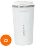 Zilan Set 2 x Termos cu Interior din Inox, Capacitate 380 ml, Indicator Temperatura, Alb (LIZ-2xZLN-ZTS8438)