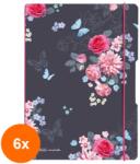 Herlitz Set 6 x Caiet My Book Flex A4 2 x 40 File, Velin, Coperta PP, Laydylike Flori (REH-6xHRZ-9493970)