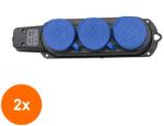 Berger Set 2 x Prelungitor Cauciucat Exterior, 3 Lacasuri, Fara Cablu, 16A, IP44 (LIZ-2xZLN-ZTS8417)