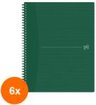OXFORD Set 6 x Caiet Oxford Origins, A4 + 70 File, Hartie Optik 90 g / mp, Scribzee, Coperta Flexibila, Margini LINIATE, Dictando, Verd (REH-6xHRZ-400150005)