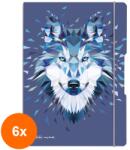 Herlitz Set 6 x Caiet My Book Flex A4 2 x 40 File, Velin, Motiv Wild Animals Wolf (REH-6xHRZ-9493990)