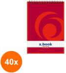 Herlitz Set 40 x Bloc Notite X. Book, Format A6, Spirala, 50 File, Matematica (REH-40xHRZ-0110635)