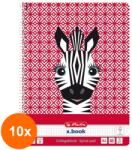 Pelikan Set 10 x Caiet A4, 80 File, Spirala, Matematica, Cute Animals, Motiv Zebra (REH-10xHRZ-50039210)