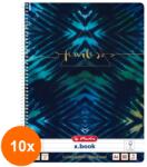 Pelikan Set 10 x Caiet A4 80 File, cu Spira, Dictando, Motiv New Batik Fearless (REH-10xHRZ-50044160)