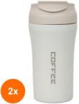 Zilan Set 2 x Termos cu Interior din Inox, Capacitate 400 ml, cu Pai, Alb (LIZ-2xZLN-ZTS8439)