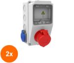 Bemis Set 2 x Cutie Distributie Bemis BH1-2118-2020, 1 Priza 5/16A 380V, 2 Prize 1/16A 220V, IP44 (TIV-2xCB-BH121182020-BMS)