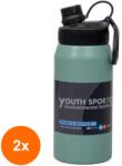 Zilan Set 2 x Termos Youth Sports, cu Interior din Inox, Capacitate 600 ml, Verde (LIZ-2xZLN-ZTS8445)
