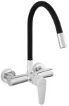 FERRO Algeo-Zumba mosogatócsaptelep flexibilis felső kifolyócsővel, króm, fekte (FE-BAG5UFB)