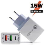 Lamtech Incarcator de retea 2xUSB-A + 1xUSB Type-C 15W Alb - pcone