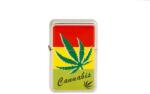 Angelo Angel Benzines öngyújtó króm - színes cannabis levél mintás és feliratos - 3 (A-245470-3)