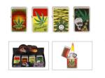 Angelo Angel Benzines öngyújtó króm - színes cannabis mintás - Egész tálca - 4 db (A-245470-egész tálca)