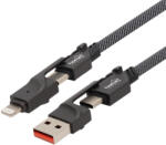 Somogyi Elektronic USB4X1 töltőkábel, 4in1, USB C-C / A-C / C-LIGHTNING / A-LIGTNING, 1.1 méter, 66W gyorstöltés, szőtt nylon burkolat, lapos, gabalyodásmentes kábel - koronaphone