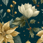 Takoy Prémium pamut NELA arany karácsonyi virágok