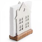 Ambiente Fém szalvétatartó fa aljjal, ház forma