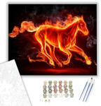  Tüzes Ló - számfestő készlet - 40×50 cm (Keretre feszítve)