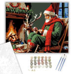  Télapó Meghitt Pillanata - számfestő készlet - 40×50 cm (Keretre feszítve)