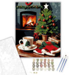  Kandalló Melletti Ünnepi Meghittség - számfestő készlet - 40×50 cm (Keretre feszítve)