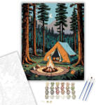  Éjszakai Táborozás Fenyvesben - számfestő készlet - 40×50 cm (Keretre feszítve)