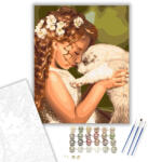  Kislány és kutya - számfestő készlet - 40×50 cm (Keretre feszítve)