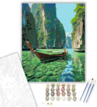  Thai Hosszúfarkú Csónak a Mesés Sziklák Között - számfestő készlet - 40×50 cm (Keretre feszítve)