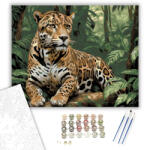 Jaguar a Dzsungel Mélyén - számfestő készlet - 40×50 cm (Keretre feszítve)