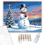  Mosolygó Téli Vidámság - számfestő készlet - 40×50 cm (Keretre feszítve)