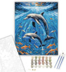 Számfestő Vidám Delfinpár a Halraj Között - számfestő készlet - 40×50 cm (Keretre feszítve) (crea6065-40X50-KF)