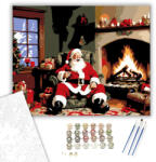  Tűz melletti Ünnepi Vidámság - számfestő készlet - 40×50 cm (Keretre feszítve)