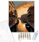 Velencei Naplemente a Csatornán - számfestő készlet - 40×50 cm (Keretre feszítve)