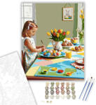  Húsvéti Reggel Festett Tojásokkal - számfestő készlet - 40×50 cm (Keretre feszítve)