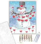 Számfestő Szív Hóember - számfestő készlet - 40×50 cm (Keretre feszítve) (6666-40X50-KF)