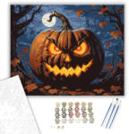  Fénylő szörnyeteg töklámpás - számfestő készlet - 40×50 cm (Keretre feszítve)