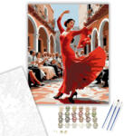  Flamenco Táncos Cordobai Udvarban - számfestő készlet - 40×50 cm (Keretre feszítve)