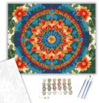  Színes Virág Mandala - számfestő készlet - 40×50 cm (Keretre feszítve)