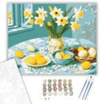  Húsvéti Csendélet Nárciszokkal - számfestő készlet - 40×50 cm (Keretre feszítve)