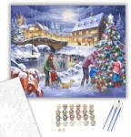  Karácsonyfa díszítés - számfestő készlet - 40×50 cm (Keretre feszítve)