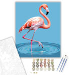  Kecses Flamingó a Sekély Vízben - számfestő készlet - 40×50 cm (Keretre feszítve)