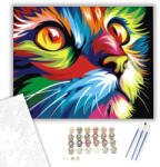 Színes Macska - számfestő készlet - 40×50 cm (Keretre feszítve)