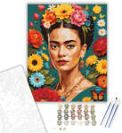  Frida Kahlo Virágokkal - számfestő készlet - 60×70 cm (Keretre feszítve)